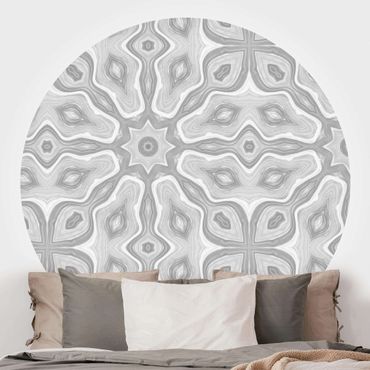 Self-adhesive round wallpaper - Pattern In Grey And Silver With Stars