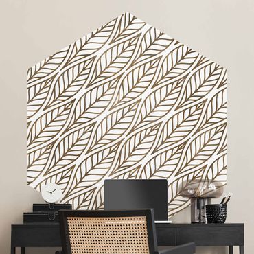 Self-adhesive hexagonal pattern wallpaper - Natural Pattern Leaves Gold