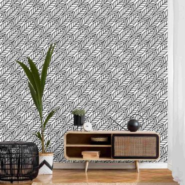 Wallpaper - Natural Pattern Leaves Black