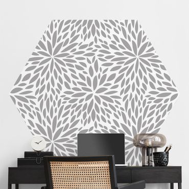 Self-adhesive hexagonal pattern wallpaper - Natural Pattern Flowers In Gray