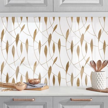 Kitchen wall cladding - Natural Pattern Sweeping Leaves In Gold II