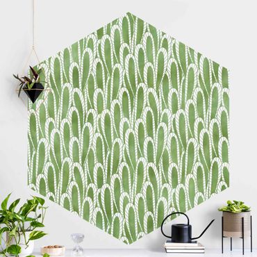 Self-adhesive hexagonal pattern wallpaper - Natural Pattern Succulents In Green
