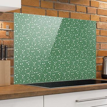 Splashback - Natural Pattern Growth With Dots On Green - Landscape format 3:2