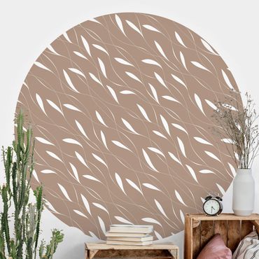 Self-adhesive round wallpaper - Natural Pattern Breeze On Beige