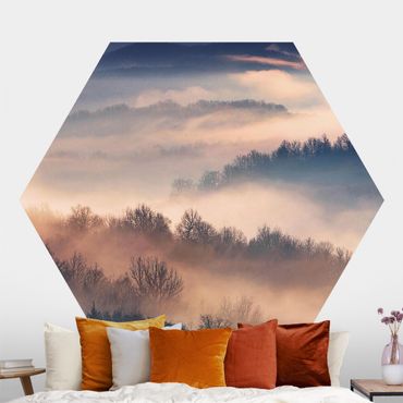 Self-adhesive hexagonal pattern wallpaper - Fog At Sunset