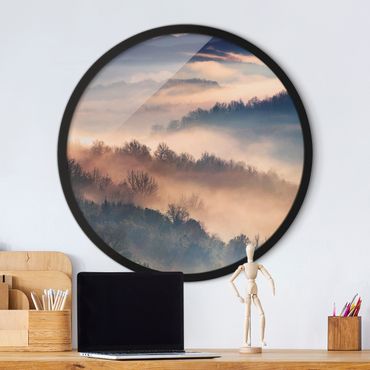 Circular framed print - Fog At Sunset