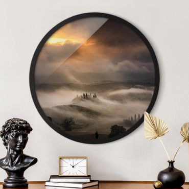 Circular framed print - Fog Waves