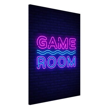 Magnetic memo board - Neon Text Game Room - Portrait format 2:3