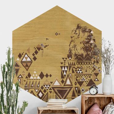 Self-adhesive hexagonal pattern wallpaper - No.MW17 Indian Owl