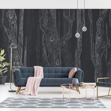 Wallpaper - No.MW20 Living Forest Anthracite Grey