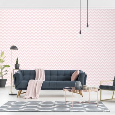 Wallpaper - No.YK37 Zigzag Pattern Light Pink