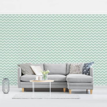 Wallpaper - No.YK38 Zigzag Pattern Green