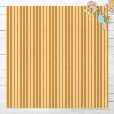 Cork mat - No.YK46 Stripes Yellow Beige - Square 1:1