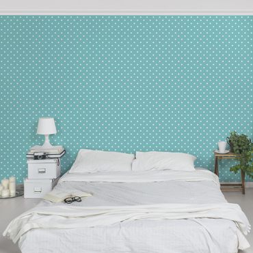 Wallpaper - No.YK55 White Dots On Turquoise