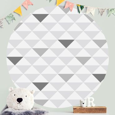 Self-adhesive round wallpaper - No.YK66 Triangles Grey White Grey