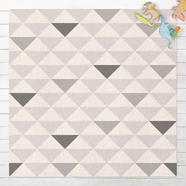 Cork mat - No.YK66 Triangles Gray White Gray - Square 1:1