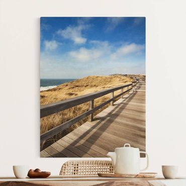 Natural canvas print - Stroll At The North Sea - Portrait format 3:4