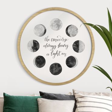 Circular framed print - Ode To The Moon - Universe