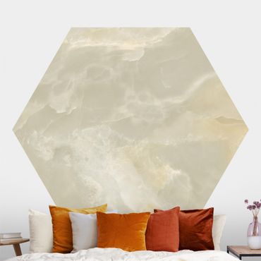 Self-adhesive hexagonal wall mural - Onyx Marble Cream