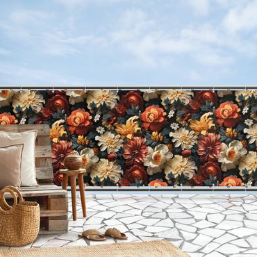 Balcony privacy screen - Opulent flower pattern