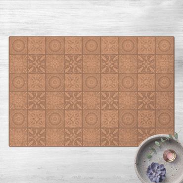 Cork mat - Oriantal Mandala Pattern Mix With Grey - Landscape format 3:2