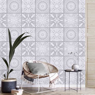 Wallpaper - Oriantal Mandala Pattern Mix With Grey