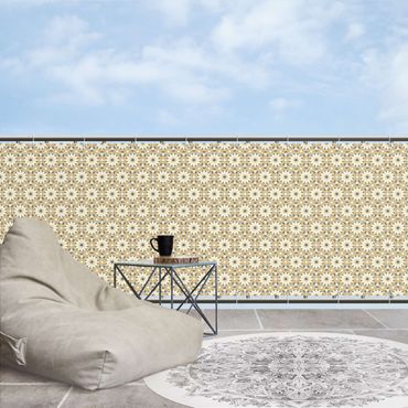 Balcony privacy screen - Oriental Patterns With Yellow Stars