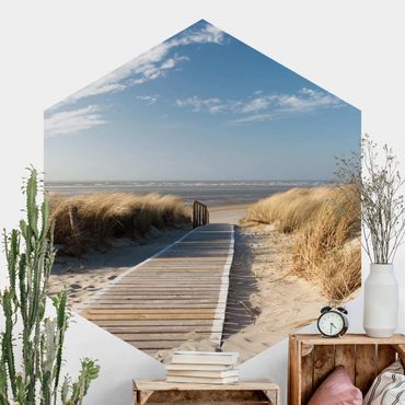Self-adhesive hexagonal pattern wallpaper - Baltic Sea Beach