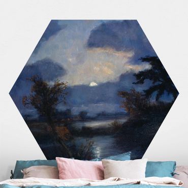 Self-adhesive hexagonal pattern wallpaper - Otto Modersohn - Moon Night In The Devil Bog