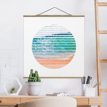 Fabric print with poster hangers - Ocean In A Circle - Square 1:1