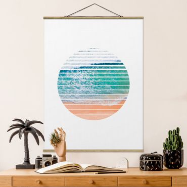 Fabric print with poster hangers - Ocean In A Circle - Portrait format 3:4