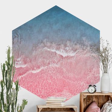 Self-adhesive hexagonal pattern wallpaper - Ocean In Pink