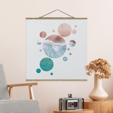 Fabric print with poster hangers - Oceans In A Circle ll - Square 1:1