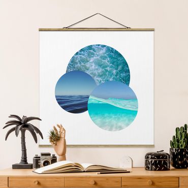 Fabric print with poster hangers - Oceans In A Circle - Square 1:1