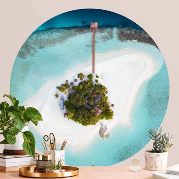 Self-adhesive round wallpaper - Ocean Paradise Maldives