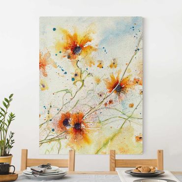 Natural canvas print - Painted Flowers - Portrait format 3:4