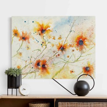 Natural canvas print - Painted Flowers - Landscape format 4:3