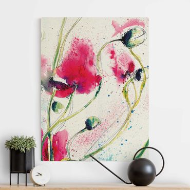 Natural canvas print - Painted Poppies - Portrait format 3:4