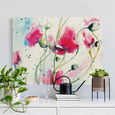 Natural canvas print - Painted Poppies - Landscape format 4:3