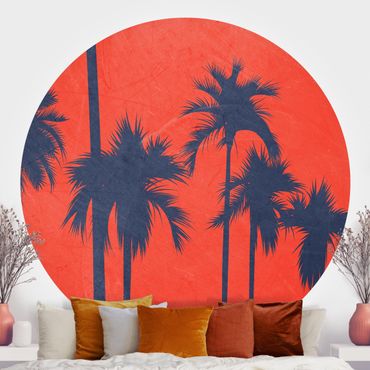 Self-adhesive round wallpaper - Palm Cote d'Azur