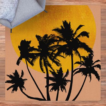 Cork mat - Palm Trees In Front Of Golden Sun - Square 1:1