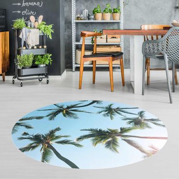 Vinyl Floor Mat round - Gigantic Palm Trees In The Sky