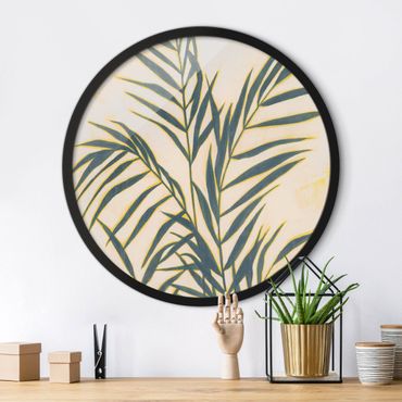 Circular framed print - Palm Fronds In Sunlight