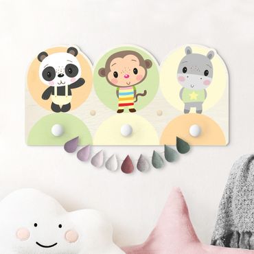 Coat rack for children - Panda Monkey Hippo