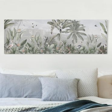Print on canvas - Birds of paradise in the jungle panorama - Panorama 3:1