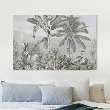 Print on canvas - Birds of paradise in the jungle panorama - Landscape format 3:2