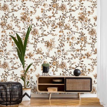 Wallpaper - Pastel Flower Tendrils Dried