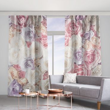 Curtain - Pastel Paper Art Roses