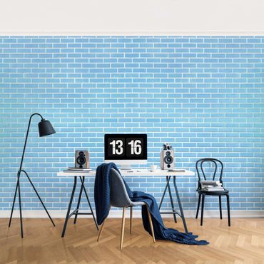 Wallpaper - Pastel Blue Brick Wall