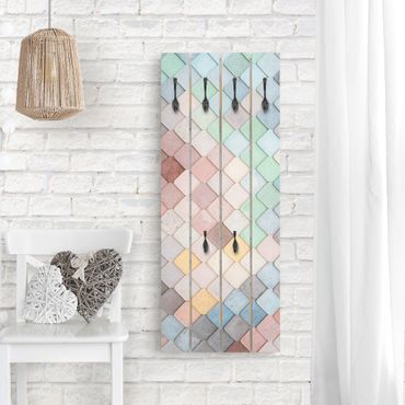Wooden coat rack - Pastel Coloured Stone Scales Of Fish